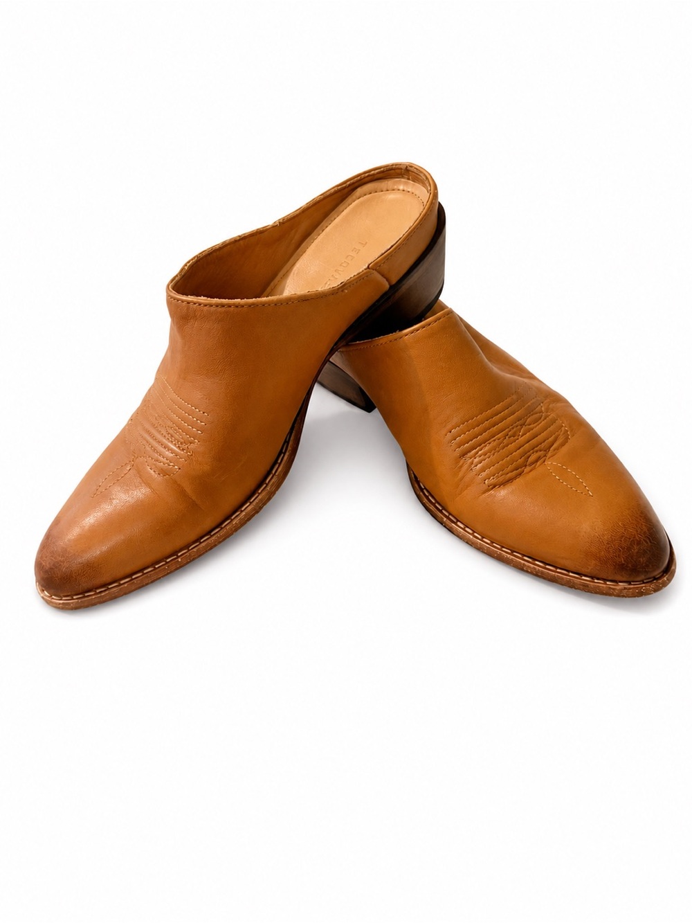 EUC!! Tecovas The Sophie Carmel/Tan Bovine Leather Mule Slide Size 7 Western